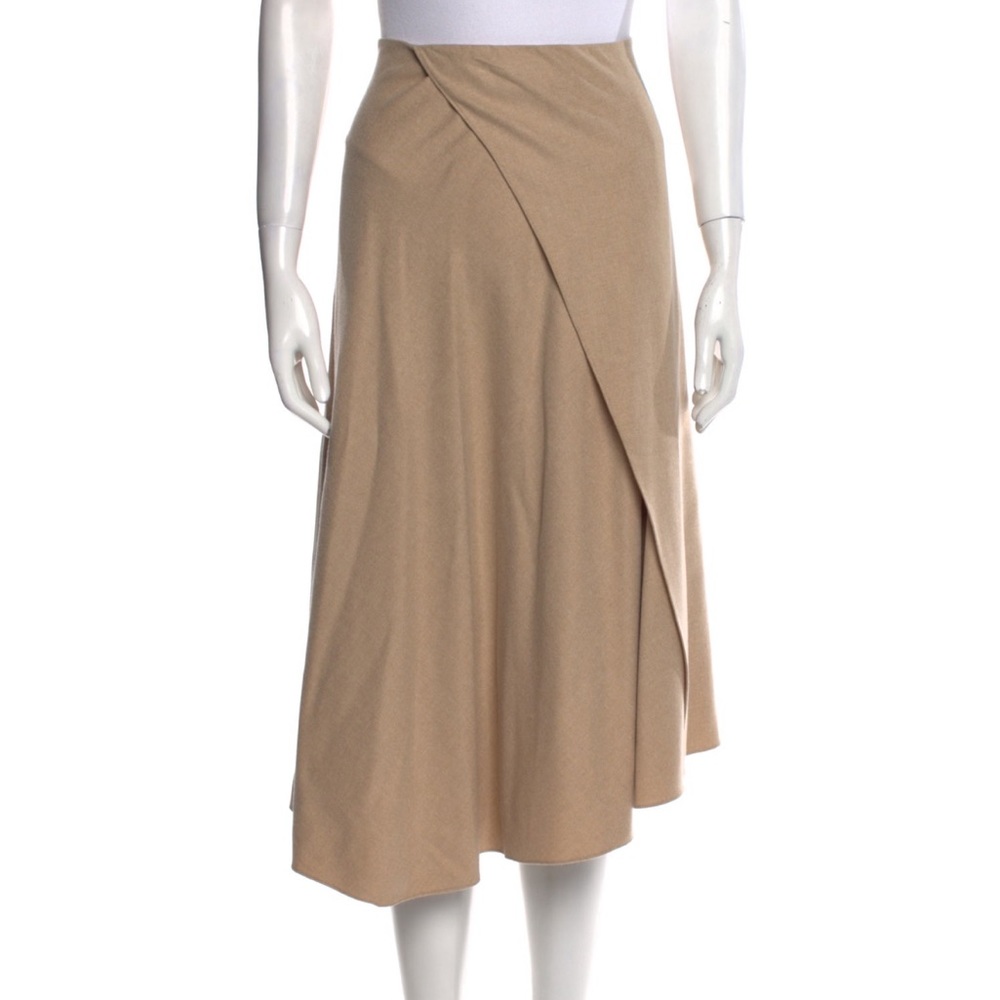Vince Camel Wool Overlap Midi Skirt